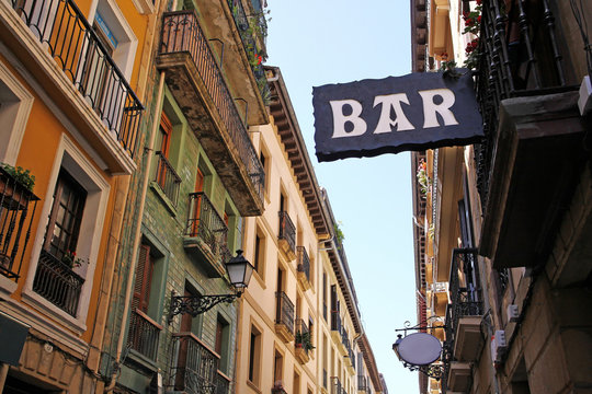 typical bar sign in the old town of donostia