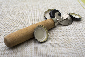 bottle opener with bottle caps