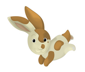cartoon happy rabbit running and jumping - isolated illustration for children
