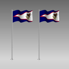 American Samoa flag on the flagpole. Official colors and proportion correctly. High detailed vector illustration. 3d and isometry. EPS10