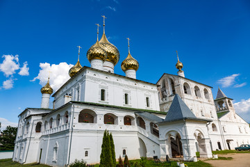 Fototapeta na wymiar UGLICH, RUSSIA - JUNE 17, 2017: Facade of the Resurrection Monastery. Object of cultural heritage. Built in 1677 