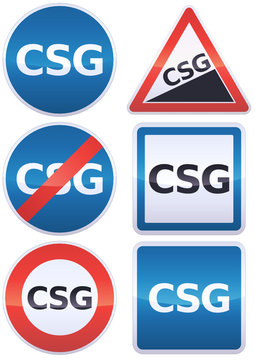 Panneaux de signalisation Contribution Sociale Généralisée (CSG)