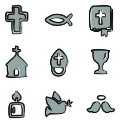 Christianity Icons Freehand 2 Color