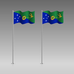 Christmas Island flag on the flagpole. Official colors and proportion correctly. High detailed vector illustration. 3d and isometry. EPS10