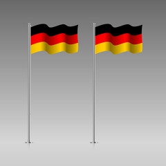 Germany flag on the flagpole. Official colors and proportion correctly. High detailed vector illustration. 3d and isometry. EPS10