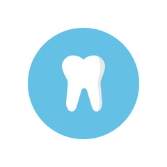 Tooth flat icon. Round colorful button, Dental care circular vector sign, logo illustration. Flat style design