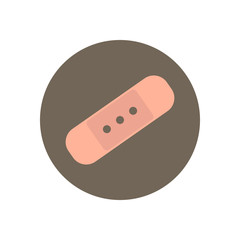 Adhesive plaster flat icon. Round colorful button, Medical bandage circular vector sign, logo illustration. Flat style design