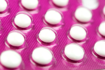 Obraz na płótnie Canvas Close-up Birth control pills