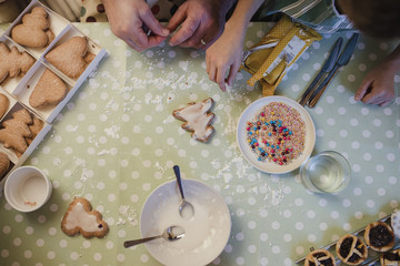 Father And Son Making Christmas Treats