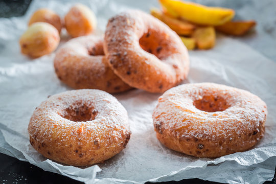 Tasty and sweet homemade donuts ready to eat