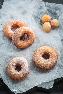 Delicious and sweet golden donuts ready to eat