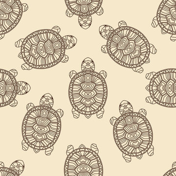 Seamless vector pattern with turtles.