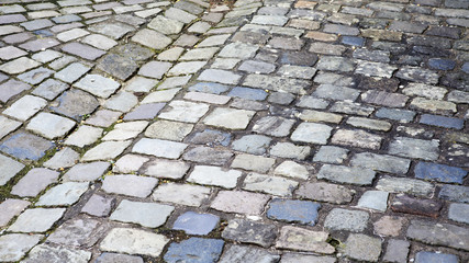 loseup of an old street with cobblestones
