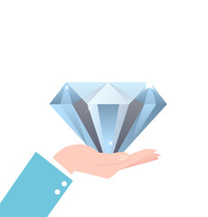 hand holding big diamond concept of rich brilliant in business