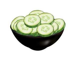 Bowl of slice cucumbers