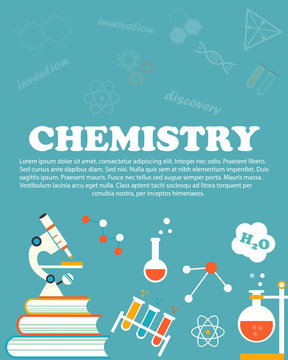 Chemistry study. Education and science layout concepts. Flat modern style.