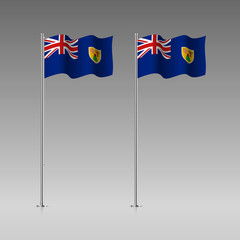 Fototapeta premium Turks and Caicos Islands flag on the flagpole. Official colors and proportion correctly. High detailed vector illustration. 3d and isometry. EPS10