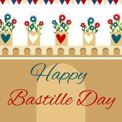 Illustration for the Bastille Day with flowers