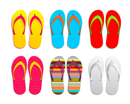 Set of flip flops icon design. Vector illustration graphic. Isolated on white background