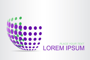 Logo stylized spherical surface with abstract shapes