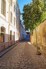 A small European street in the old part of Tallinn, Estonia
