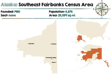 Large and detailed map of Southeast Fairbanks Census Area in Alaska
