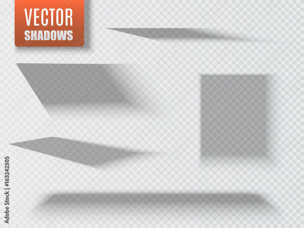 Poster Set of transparent square shadow with soft edges isolated. Vector
