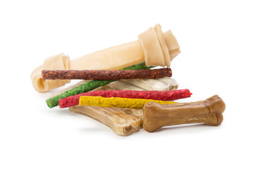 dog chew bones isolated on white background