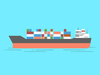 Container Cargo ship in the ocean icon. Vector
