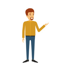 colorful silhouette of man standing in casual clothes with van dyke beard vector illustration