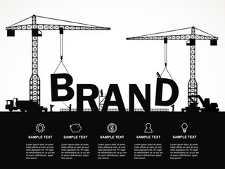 Crane and brand building. Infographic Template. Vector Illustration. - 163243576