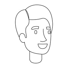 monochrome silhouette of man face with short hair and fringe to right side vector illustration