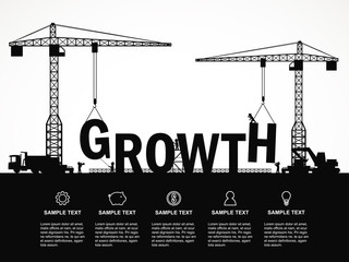 Crane and growth building. Infographic Template. Vector Illustration. - 163243767