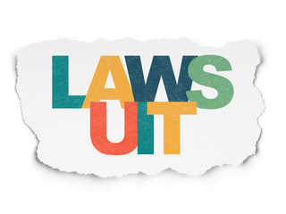 Law concept: Lawsuit on Torn Paper background