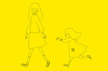 ママ、まってー　Mom, wait a minute