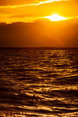 Obraz premium Beautiful seascape evening Baltic sea sunset horizon and cloudy sky. Tranquil landscape scene.