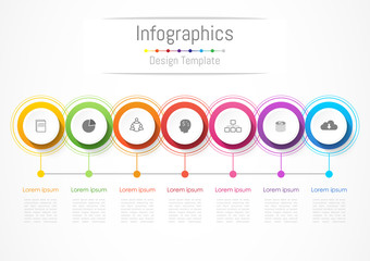 Infographic design elements for your business with 7 options, parts, steps or processes, Vector Illustration.