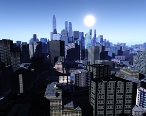 Beautiful view of the skyscrapers, modern city landscape, 3d rendering
