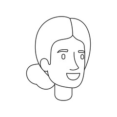 monochrome silhouette of woman face with hair collected in neck vector illustration