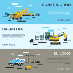 Fototapeta na wymiar Digital vector blue yellow construction building tracks icons with drawn simple line art info graphic, presentation with crane, road, grout, excavator and cement elements around promo template