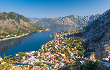 Fantastic view harbour  Kotor bay (Boka Kotorska). Location famous resort Montenegro, Balkans,...