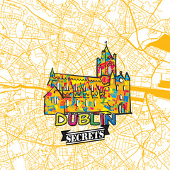 Obraz premium Dublin Travel Secrets Art Map