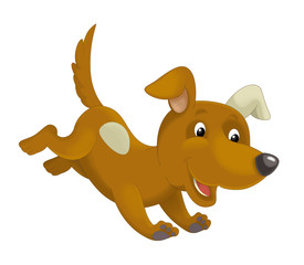 cartoon happy dog running and jumping - illustration for children