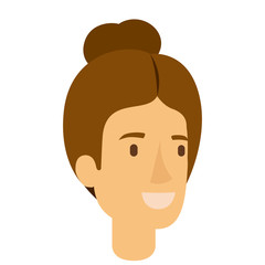 colorful silhouette of woman face with light brown hair and collected vector illustration