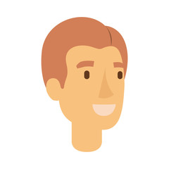 colorful silhouette of man face with light red hairstyle side parted vector illustration