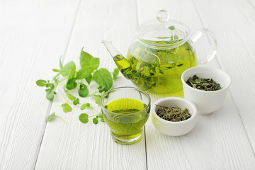 healthy green tea - obrazy, fototapety, plakaty