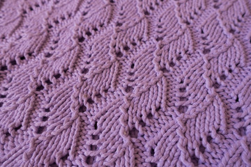 Lilac hand made thick lacy knit fabric