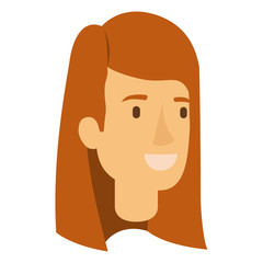 colorful silhouette of woman face with short and straight reddish hair vector illustration
