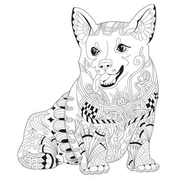Zentangle stylized dog. Hand Drawn lace vector illustration