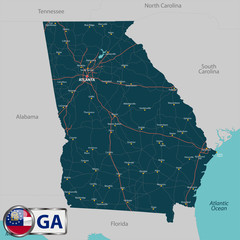 Map of state Georgia, USA